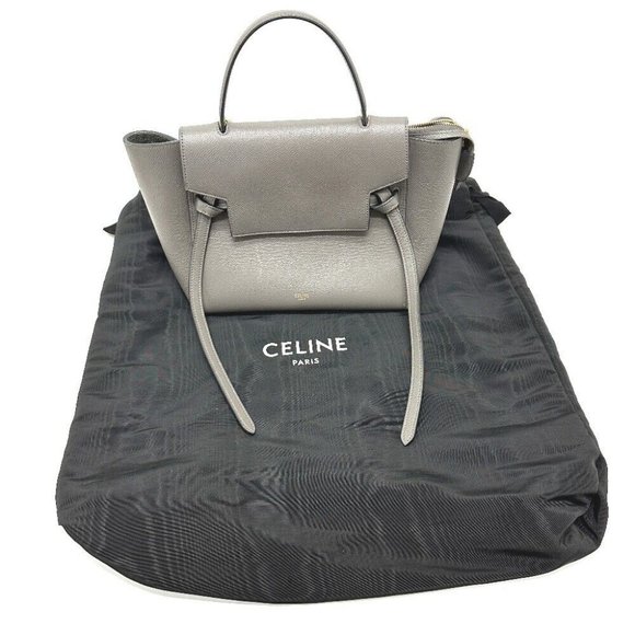 Auth CELINE 189153 logo Belt bag micro 2WAY Shoulder Bag Hand Bag Leather gray - Picture 2 of 16